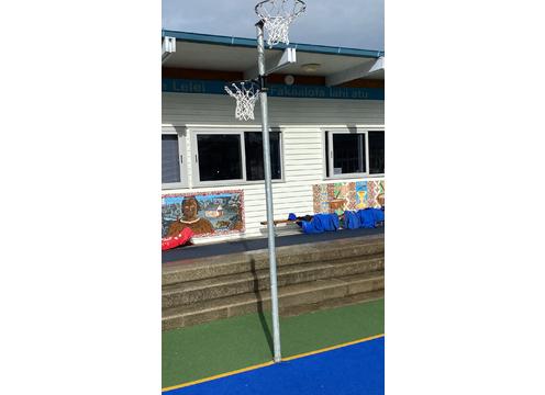 gallery image of Netball Hoop, Bolt on powder-coated black with net hooks
